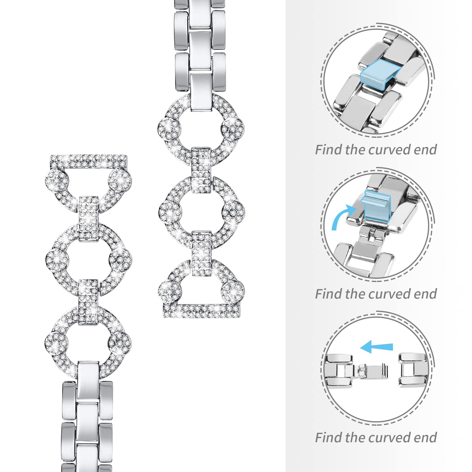 For Samsung Galaxy Watch 5 Active 40mm 44mm Watch 5 Pro 45mm Galaxy Watch 42mm Watch Band Rhinestone Decoration Metal Watch Strap 20mm Replacement Watchband For Samsung Galaxy Watch 5 Active 40mm 44mm Watch 5 Pro 45mm Galaxy Watch 42mm Watch Band Rhinestone Decoration Metal Watch Strap 20mm Replacement Watchband